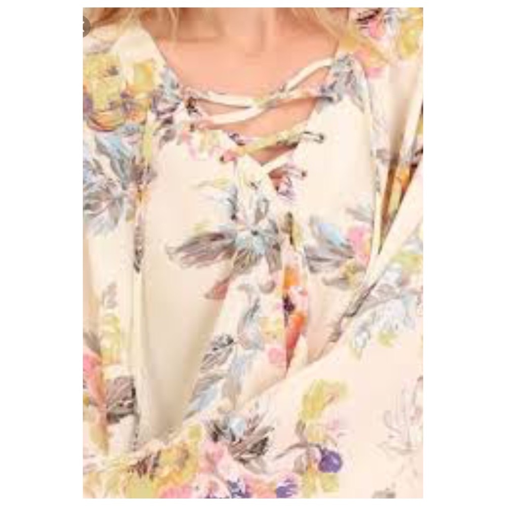 ❌SOLD❌€ Umgee Floral Bell Sleeve Tunic Blouse N16 - Picture 3 of 8
